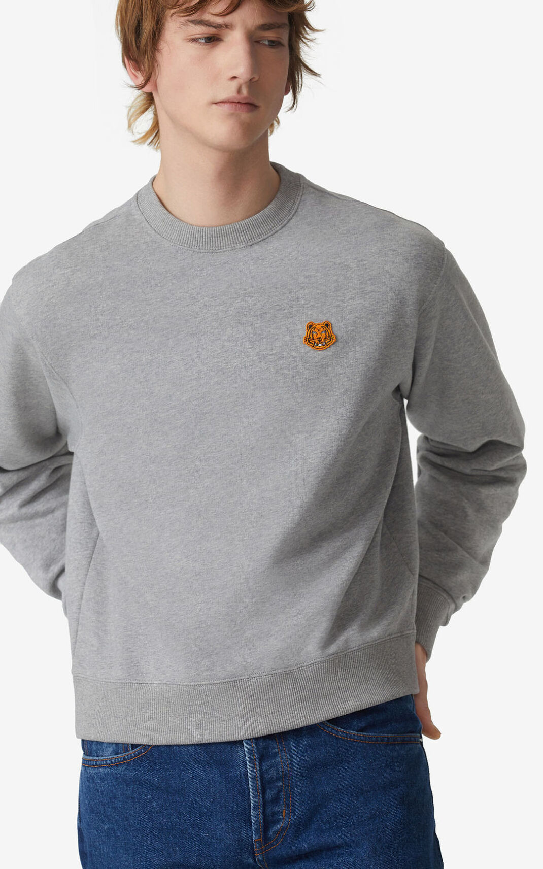 Kenzo Tiger Crest Sweatshirt Grey For Mens 3519CSWHK